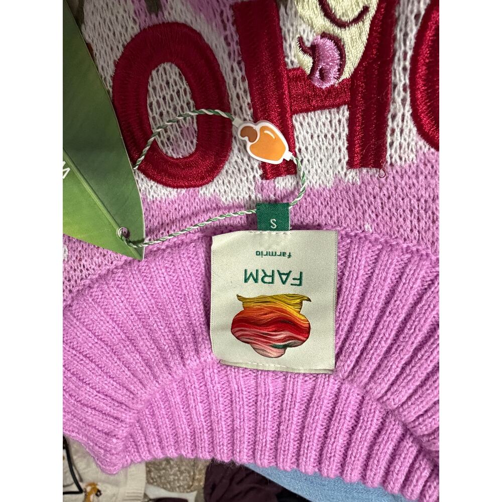 Farm Rio Macaw From Rio Knit Sweater Small Pink Parrot Holiday Wool Blend NWT - Picture 5 of 10